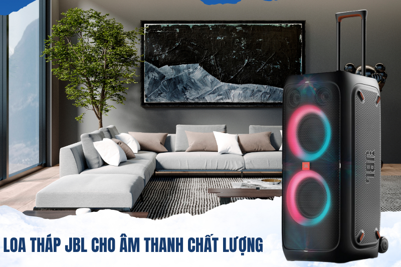 1 loa thap jbl cho am thanh chat luong