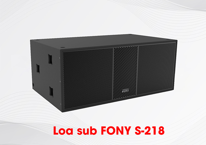 Loa sub FONY S-218 thiết kế dạng nằm chắc chắn, vỏ gỗ dày 18mm